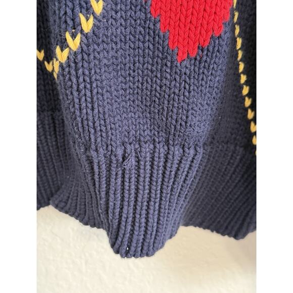 Vintage Eddie Bauer Men’s Size L Blue Argyle Pattern Cotton Knit Sweater - Picture 5 of 5